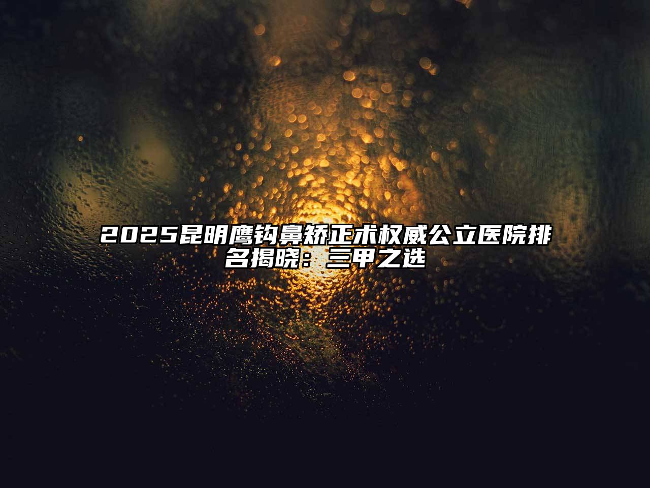 2025昆明鹰钩鼻矫正术权威公立医院排名揭晓：三甲之选