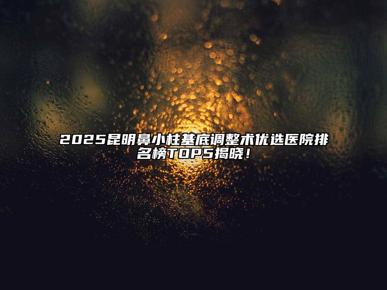 2025昆明鼻小柱基底调整术优选医院排名榜TOP5揭晓！